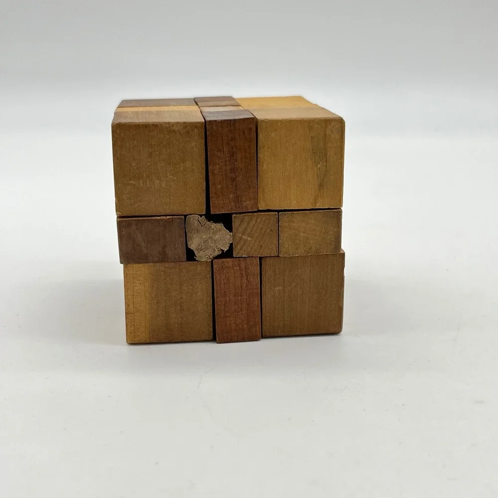 Vintage Wooden Burr Puzzle Brain Teaser Interlocking Cube 3D Puzzle Toy‎